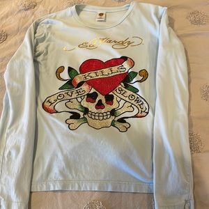 Ed Hardy Love Kills Slowly long sleeve tee for women size M